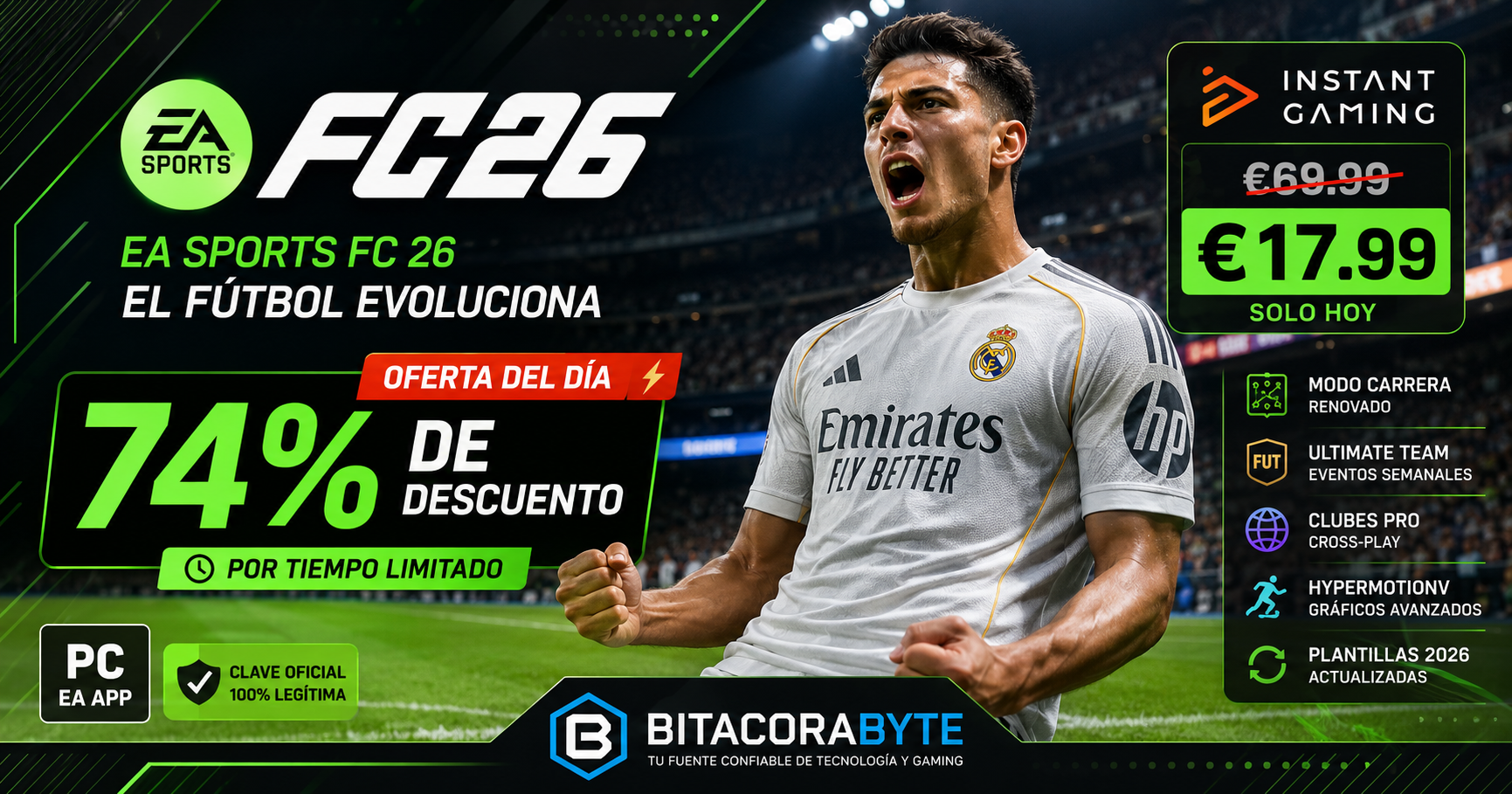 EA SPORTS FC 26 en oferta con 74% de descuento en Instant Gaming