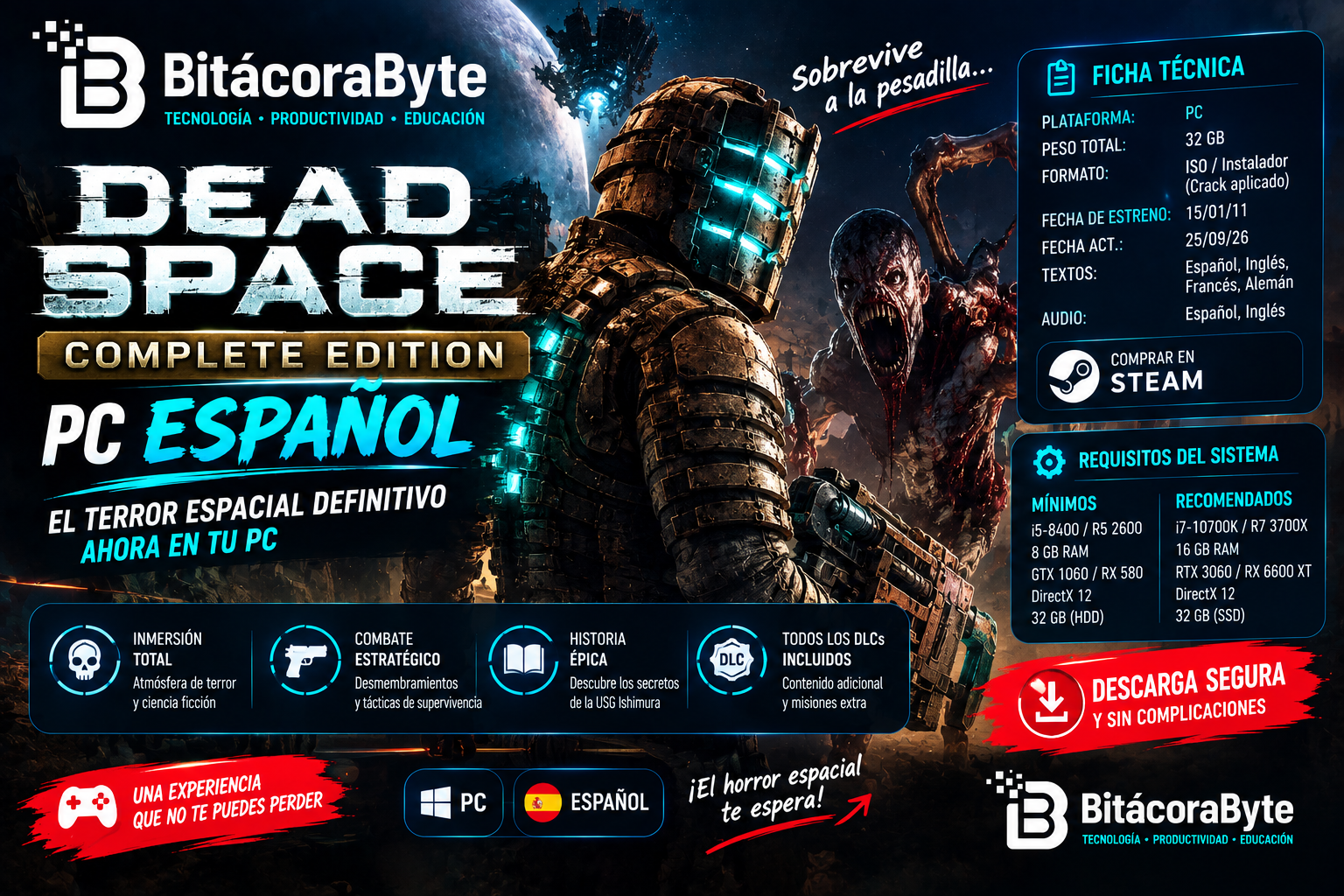 DEAD SPACE COMPLETE EDITION PC ESPAÑOL | Bitácora Byte