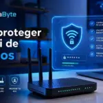 Router WiFi doméstico con panel de administración abierto mostrando la lista de dispositivos conectados