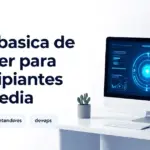 Contenedores de Docker ilustrados sobre un servidor con terminales de comandos