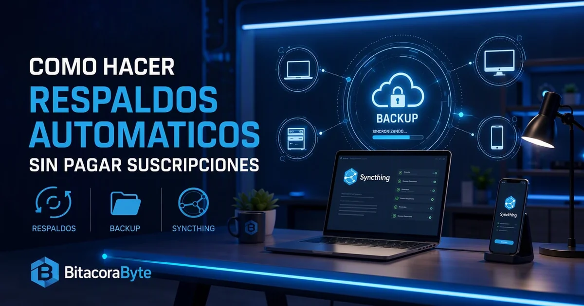 Disco duro externo conectado a un portátil con icono de copia de seguridad en la pantalla
